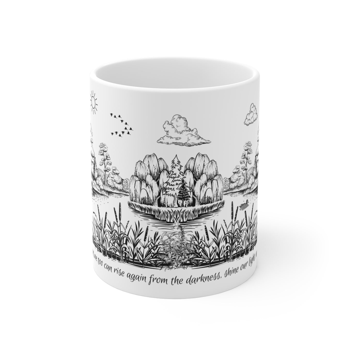 Inspirational Lake Mug for Nature Lovers – "The Sun is a Daily Reminder" Quote