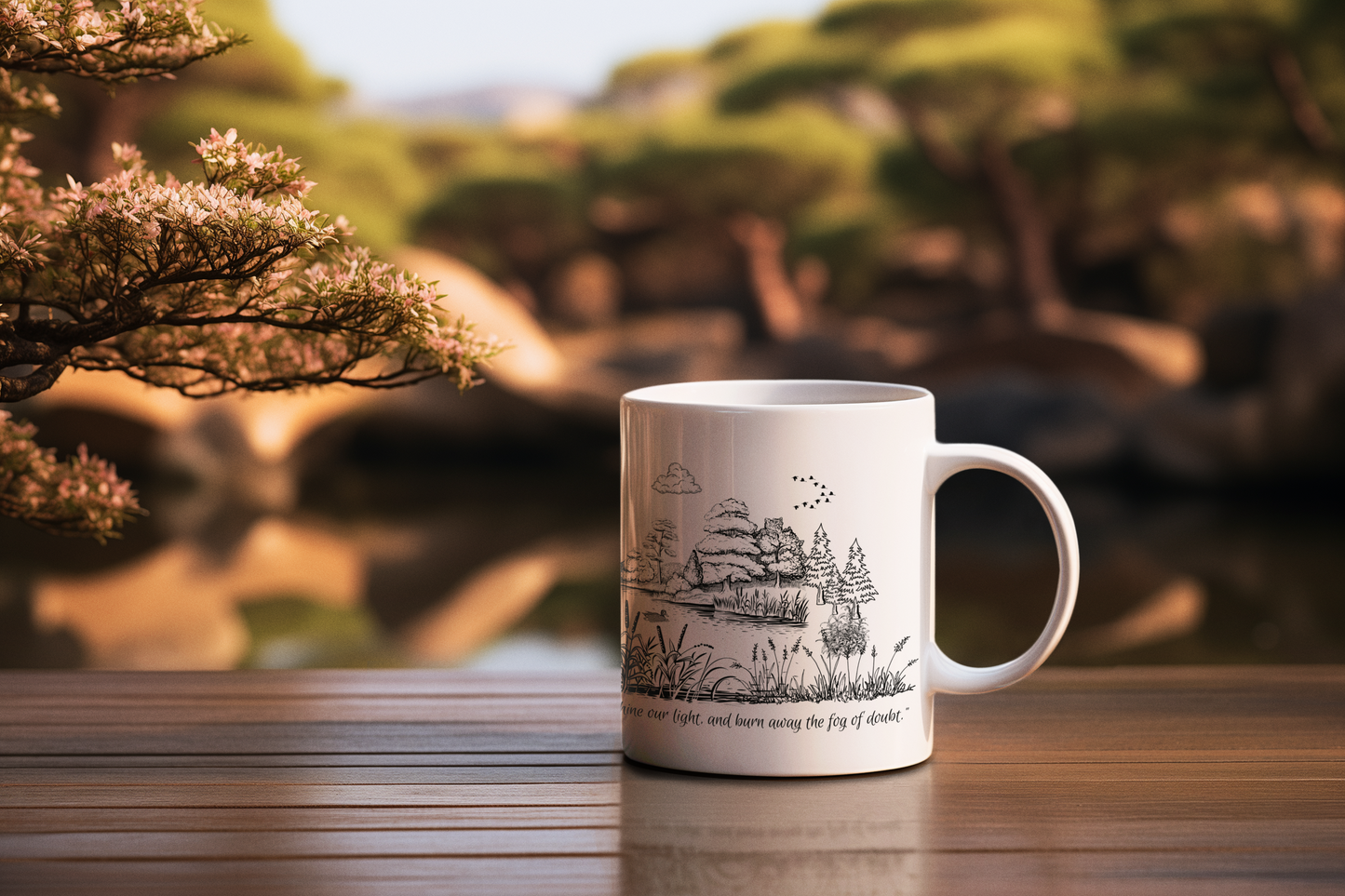 Inspirational Lake Mug for Nature Lovers – "The Sun is a Daily Reminder" Quote