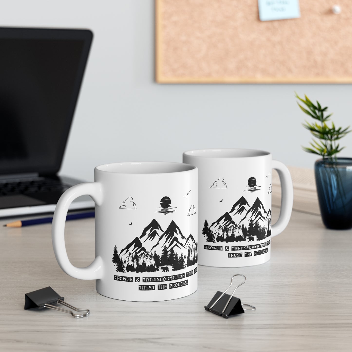 Inspirational Mountain Mug – "Growth & Transformation Take Time" – Perfect for Nature & Adventure Lovers