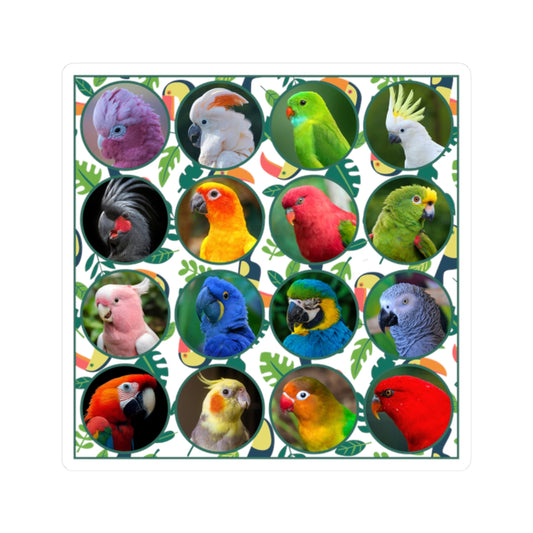 Vibrant Parrot Kiss-Cut Stickers for Bird Lovers