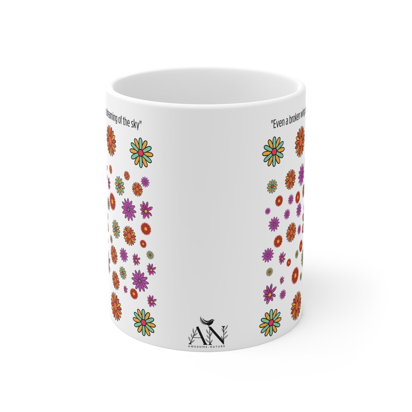 A Beautiful & Inspirational Floral Mug – "Never Stop Dreaming of the Sky"