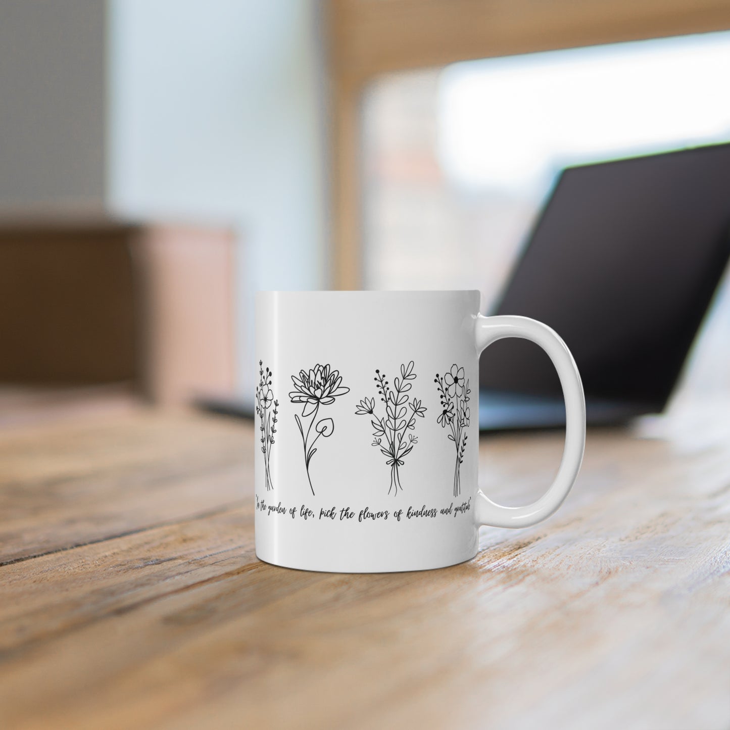 🌿 Wildflower Inspiration Mug – "Pick the Flowers of Kindness & Gratitude"