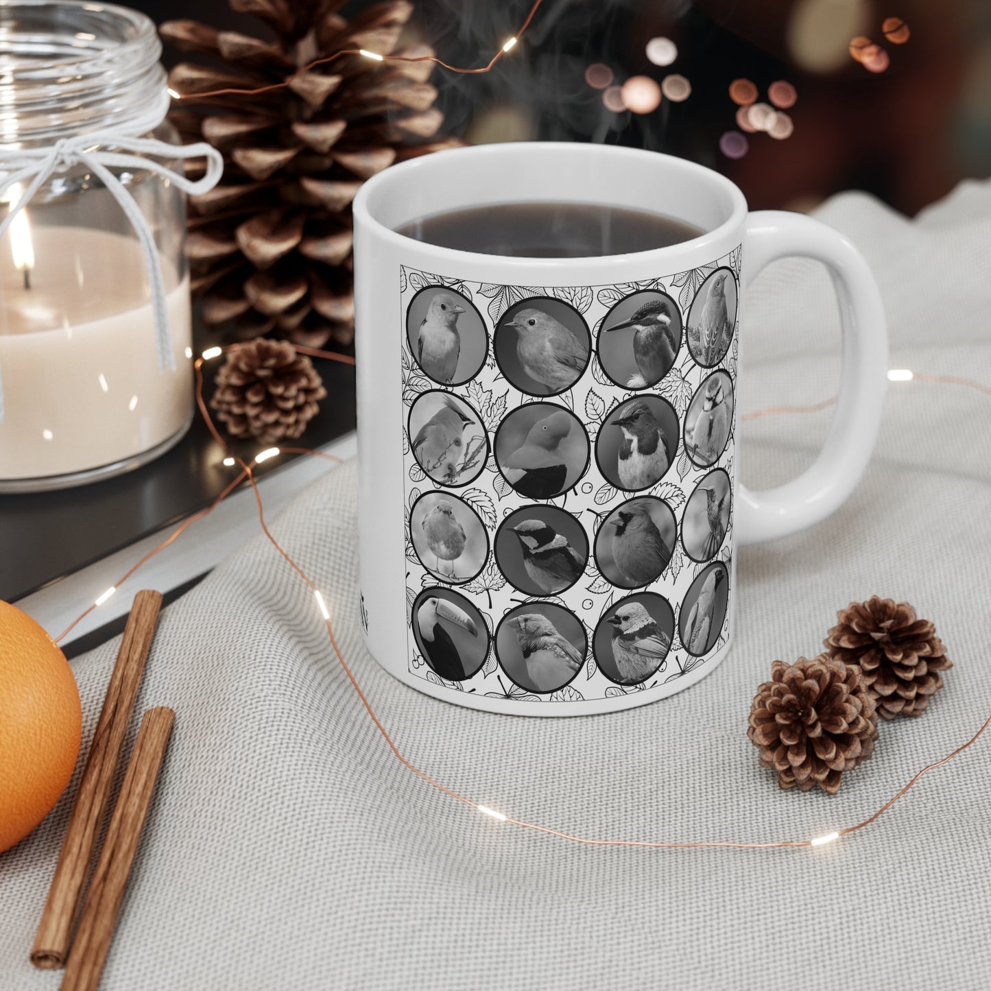 Elegant Black & White Bird Mug – A Perfect Gift for Nature Lovers