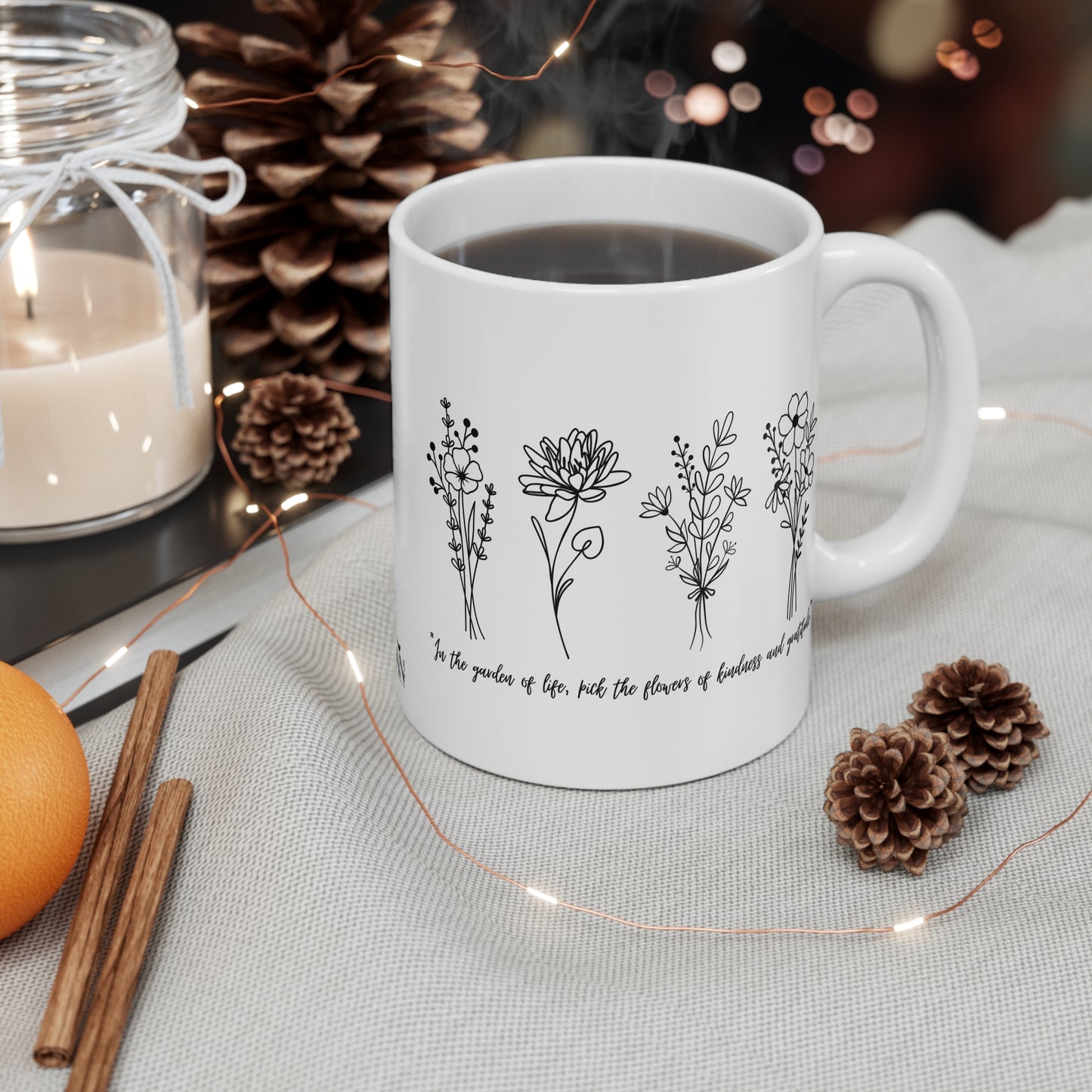 🌿 Wildflower Inspiration Mug – "Pick the Flowers of Kindness & Gratitude"