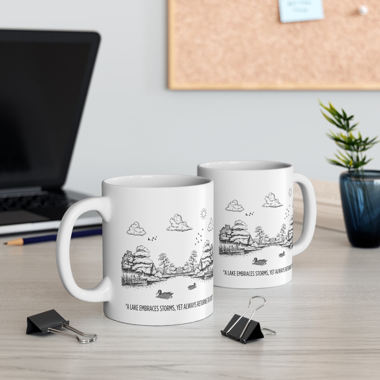 Serene Lake Mug – "A Lake Embraces Storms, Yet Always Returns to Calm"