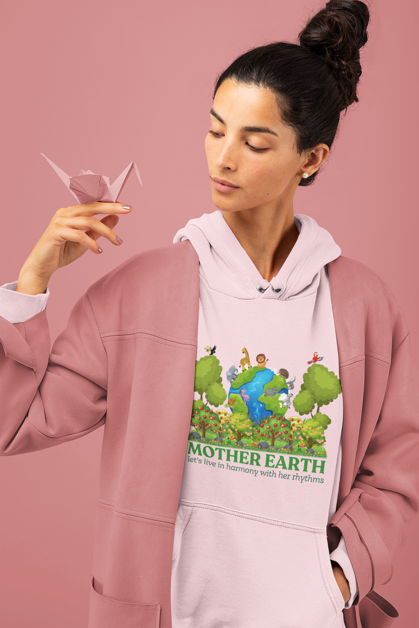 Earth Day Hoodie – "Live in Harmony with Nature"