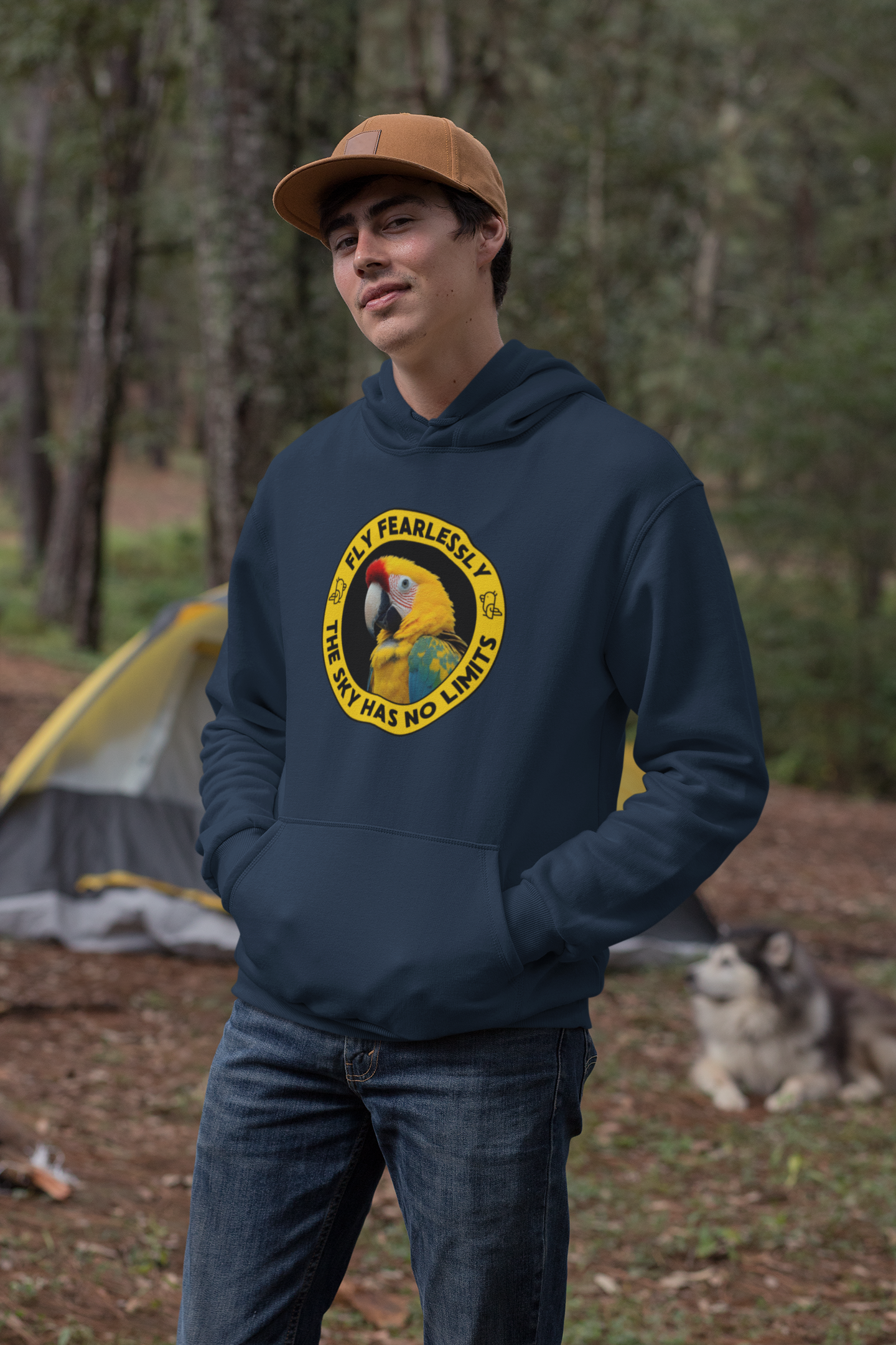 Fly Fearlessly – Wild Yellow Parrot Hoodie for Bird Lovers